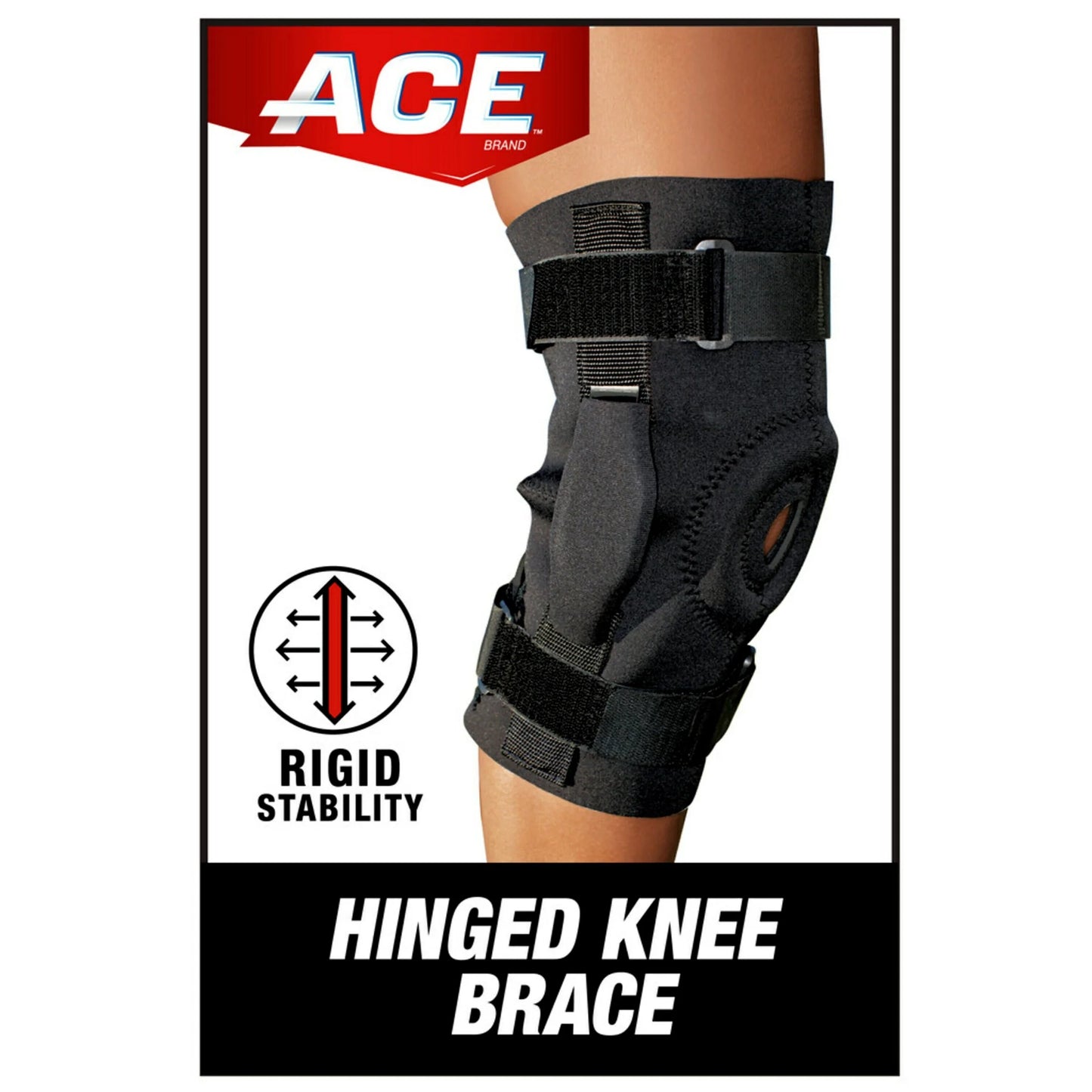 Hinged Knee Brace, Adjustable, Black, 1/Pack