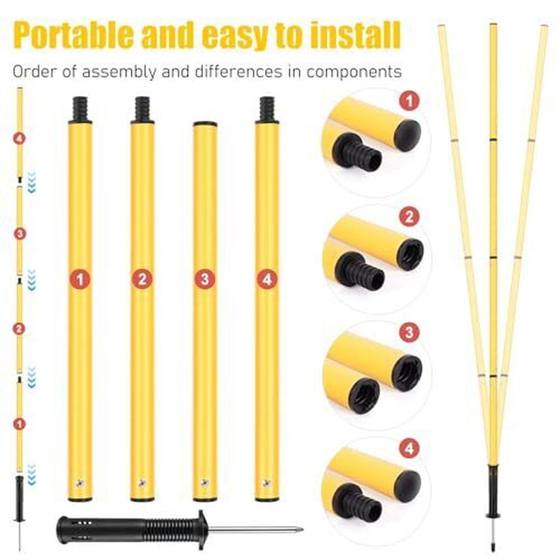 Soccer Agility Training Equipment: 6 Soccer Agility Poles, 20Ft Agility Yellow